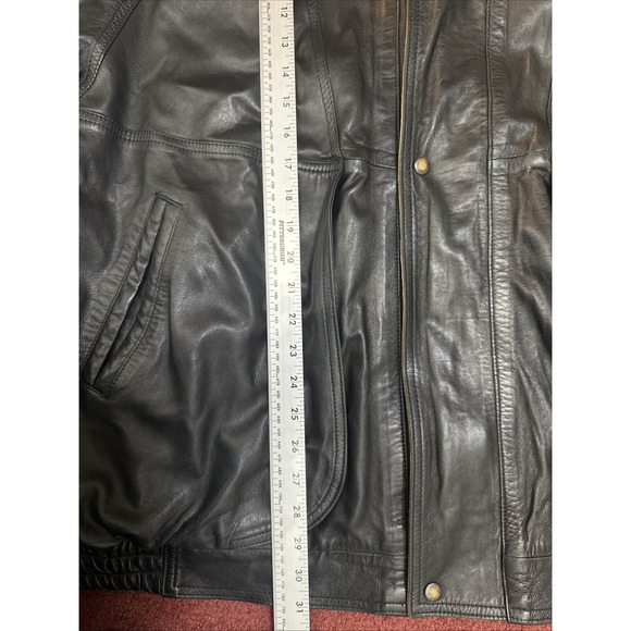 St Croix Shop Brown Black Two Tone Leather Double Collar Bomber Jacket 2XL Sz 50 - Picture 10 of 13